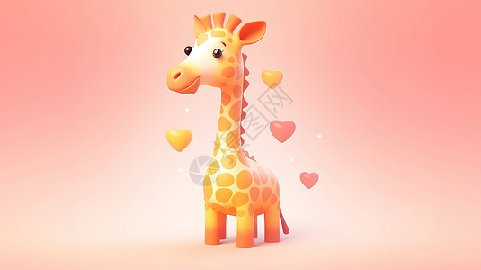 可爱长颈鹿3D图标背景图片