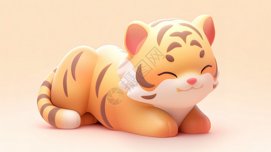 老虎图标可爱老虎3D图标插画