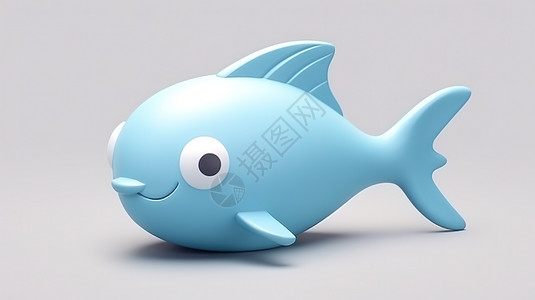 蓝色小鱼3D图标背景图片