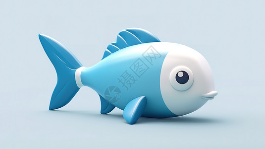 蓝色可爱小鱼3D图标背景图片