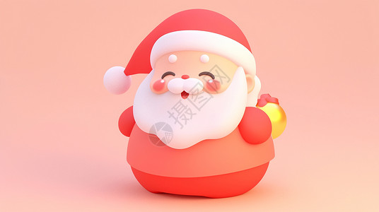 3D圣诞老人戴着圣诞帽开心笑可爱的卡通圣诞老人插画