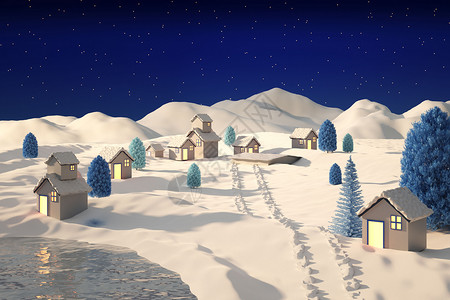 冬季雪地场景背景图片