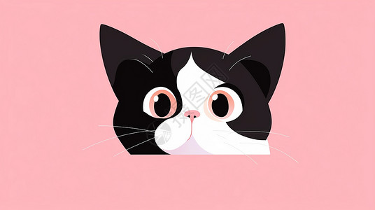 粉色背景下可爱的卡通猫头背景图片