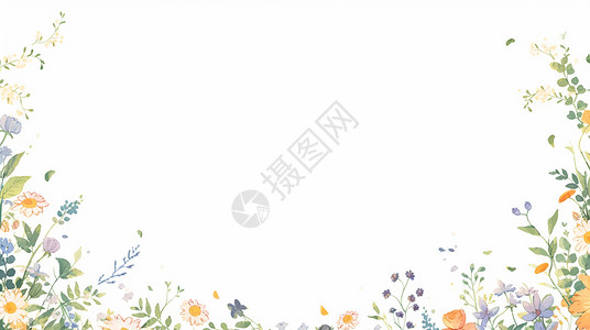 碎花植物装饰的卡通花朵背景背景图片