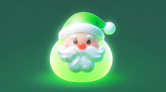 绿色发光的可爱卡通圣诞老人背景图片