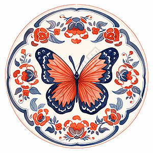 复古美丽的蝴蝶图案卡通花纹背景图片
