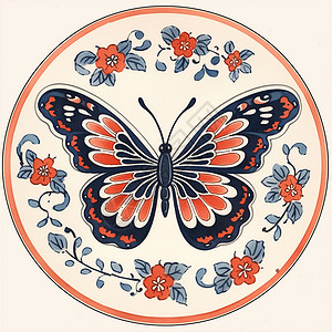 圆形复卡通蝴蝶图案背景图片