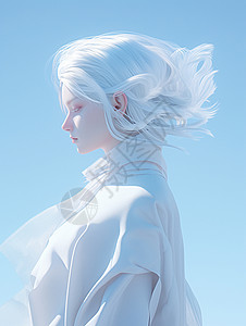白色短发精致时尚的卡通女人背景图片