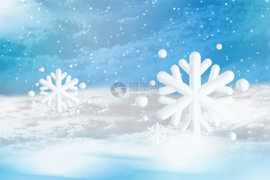 3D立体冬天雪花GIF图片