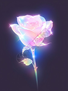 夜晚发光的粉色卡通玫瑰花背景图片