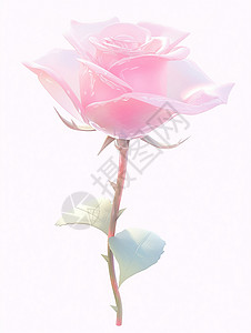 情人节发光背景小清新水嫩的卡通粉色玫瑰花插画