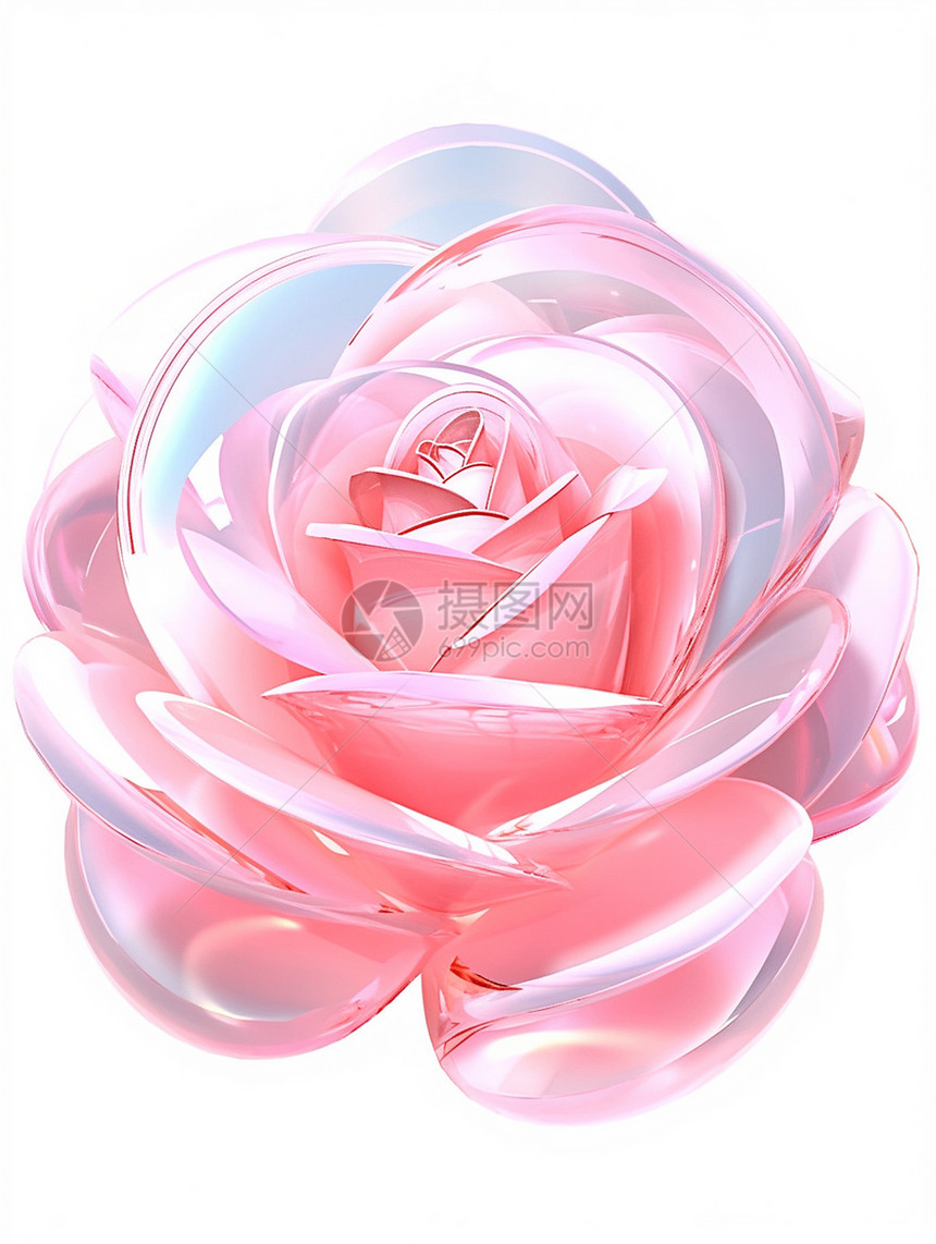 盛开的炫彩粉色卡通玫瑰花朵图片