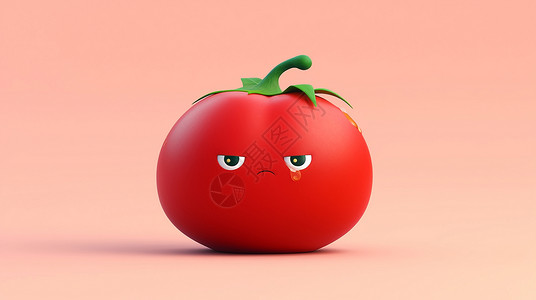 流眼泪悲伤表情可爱的卡通西红柿背景图片