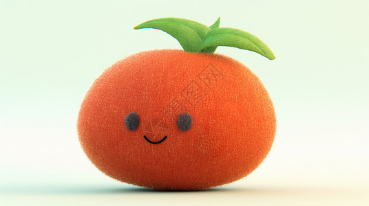 可爱的橙红色羊毛毡卡通西红柿背景图片