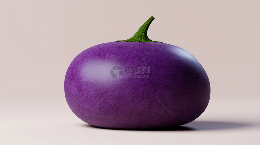 紫色立体可爱的卡通茄子图片