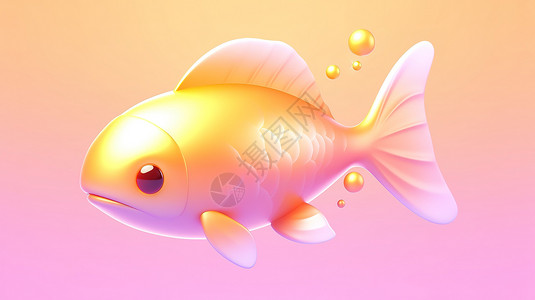 鱼类图标金鱼3D图标插画