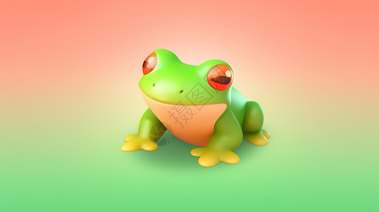 青蛙图标可爱的青蛙3D图标插画