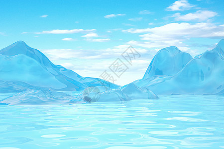 3d冬天背景冬季冰面场景设计图片