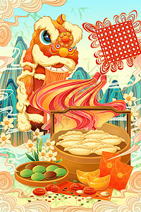 传统节日之春节吃饺子背景图片