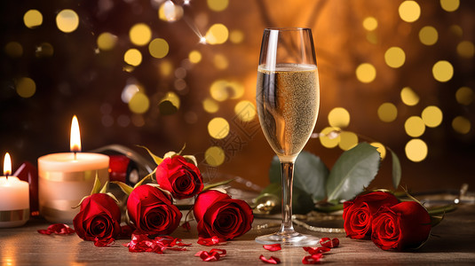 浪漫情人节香槟玫瑰花高清图片