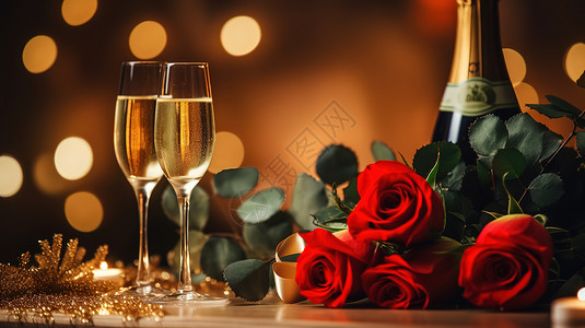 情人节香槟玫瑰花背景图片