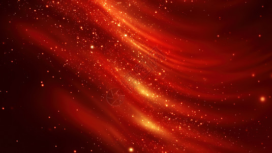 红色粒子效果商务红色发光粒子PPT背景插画