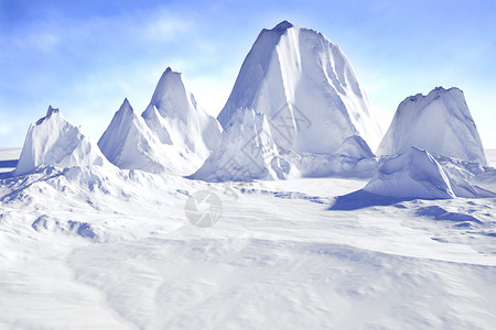3D立体白色冬天雪山创意场景背景图片