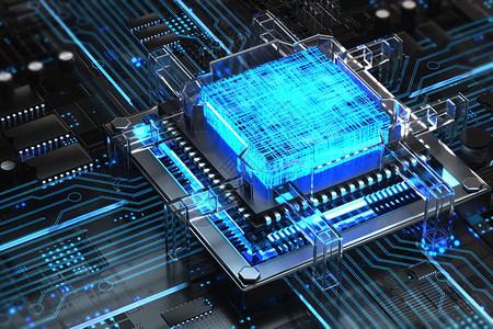 3D立体金属科技风蓝色科技芯片背景背景图片