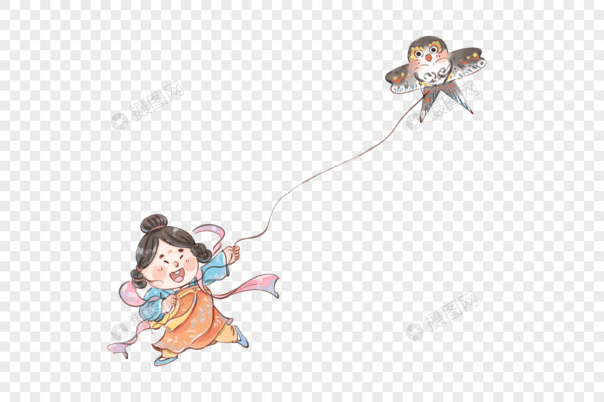 唐朝女孩放风筝图片