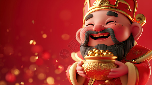 喜庆春节财富财神爷背景图片