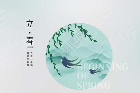 立春中式创意大气水墨燕子背景图片