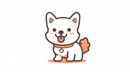 狗图案白色简约可爱的卡通小狗粗线条简笔画插画