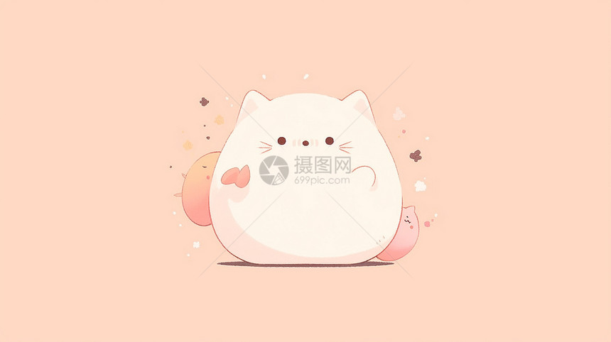 圆圆简约可爱的卡通小肥猫图片