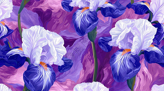抽象唯美漂亮的紫色调卡通花朵高清图片