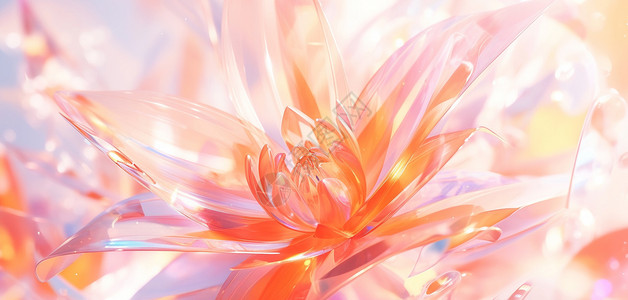 橙色透明花瓣超现实漂亮的卡通花朵背景图片