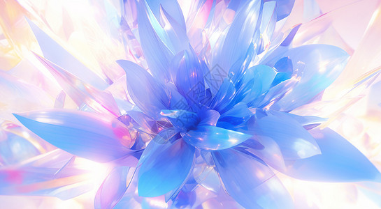 蓝色盛开的唯美漂亮卡通花朵背景图片