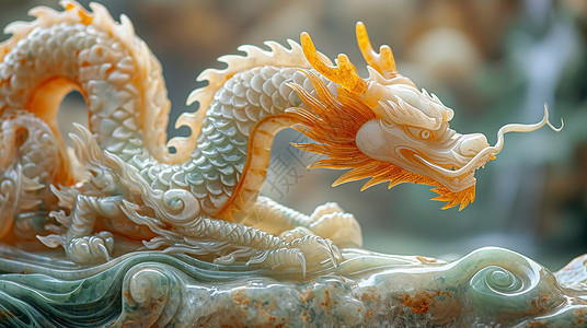 中国浮雕立体栩栩如生的卡通雕塑龙插画