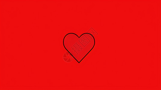 心形简约素材一颗小红心在红色背景上插画