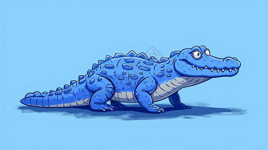蓝色粗线条卡通小恐龙背景图片