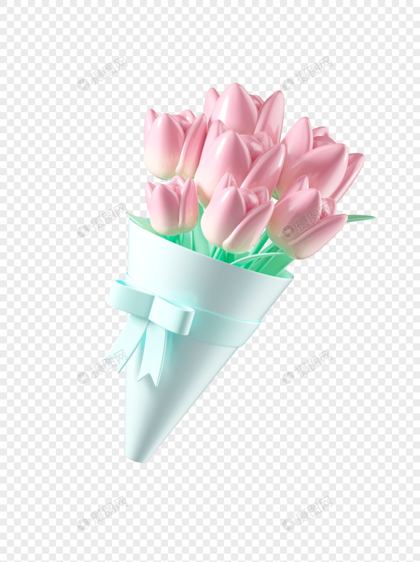 3D妇女节郁金香花束图片