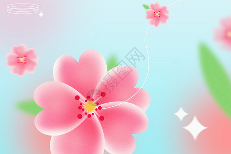 樱花花蕾弥散风樱花背景设计图片