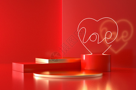 情人节红色背景红色情人节展台设计图片