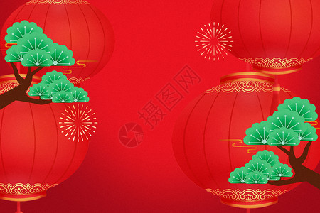 庆祝节日喷花红色灯笼背景设计图片