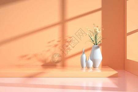 窗户植物简约光影展台设计图片