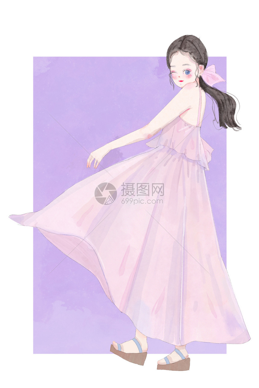 女生节时尚穿搭插画图片