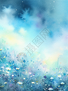 蓝色调小清新卡通植物背景背景图片