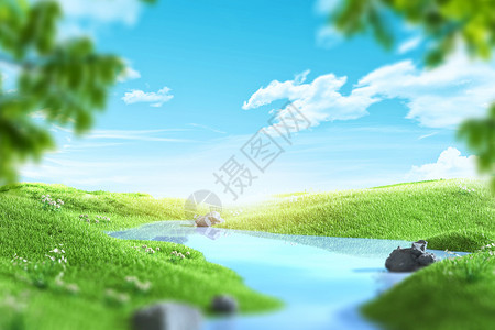 西湖春景唯美大气创意春天背景设计图片
