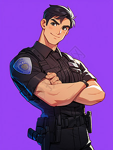 帅气英俊的卡通男警察背景图片