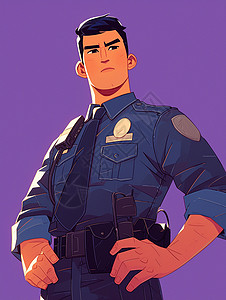 威严的卡通男警察背景图片