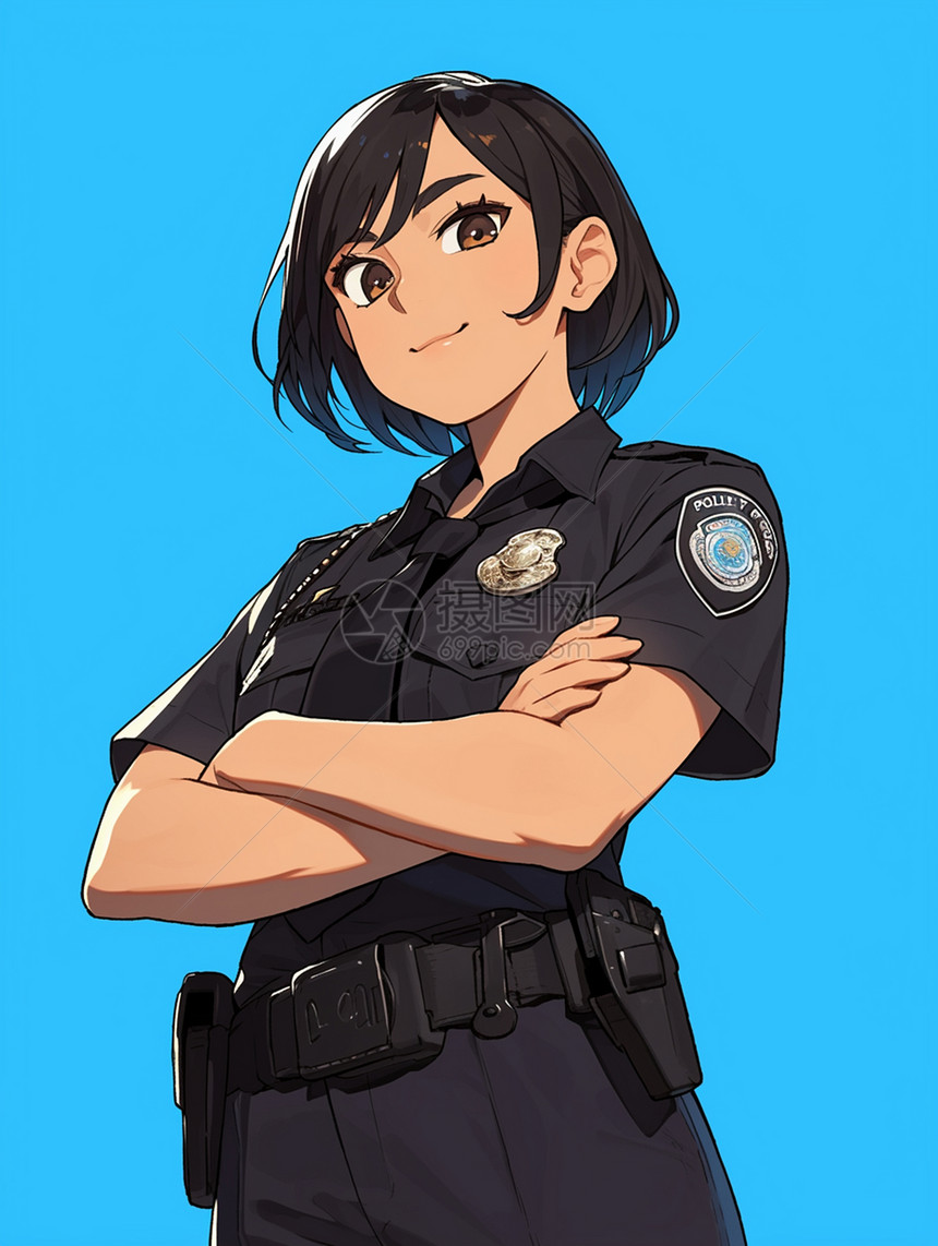 漂亮帅气的卡通女警察图片